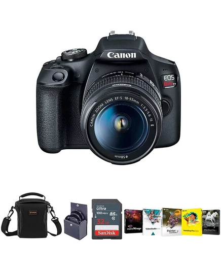 Фотоаппарат Canon EOS Rebel T7 с объективом 18–55 мм, черный