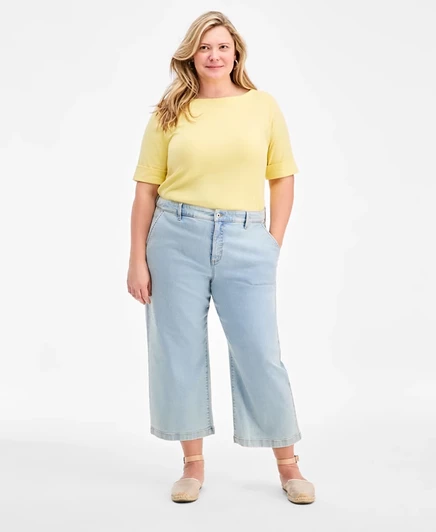 Женские джинсы Style & Co Plus Size короткие широкие, синие