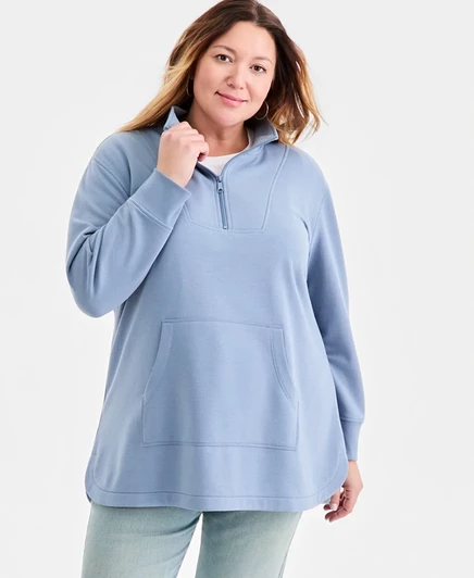 Женская флисовая туника Style & Co Luxsoft на молнии, серая