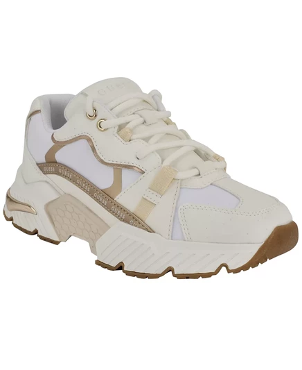 Женские спортивные кроссовки Carrli Guess на толстой шнуровке white/gold multi