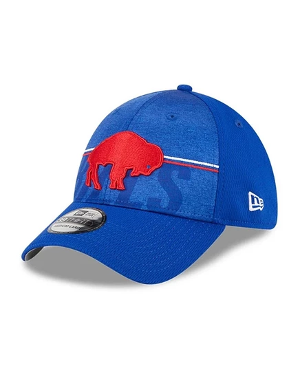 Мужская кепка New Era Royal Buffalo Bills 2023 NFL Training Camp Throwback 39-го размера Flex Fit синего цвета