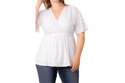 Женская блуза Kiyonna Sunny Day Eyelet, плюс-размер, белая