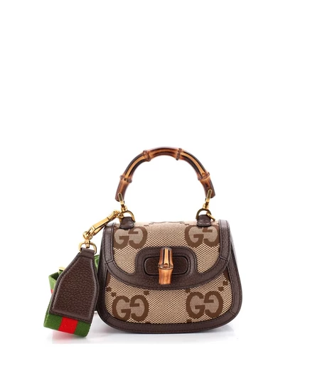 Женская сумка Gucci Bamboo 1947 с верхней ручкой, коричневая