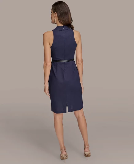 Женское платье с поясом и зубчатым воротником от Donna Karan New York ink