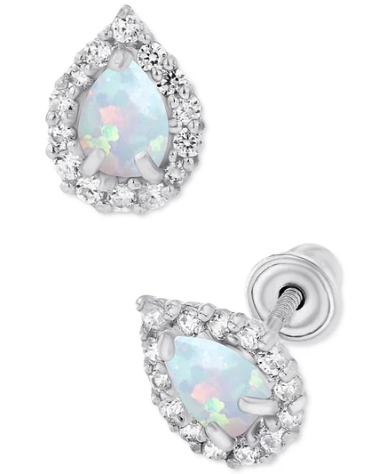 Серьги-пусеты Macy's с опалом и сапфирами, серебро