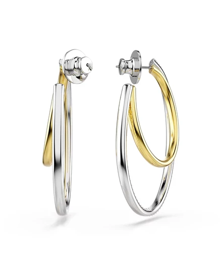 Серьги-кольца-гиперболы круглой огранки Swarovski со смешанной металлической отделкой gold / silver