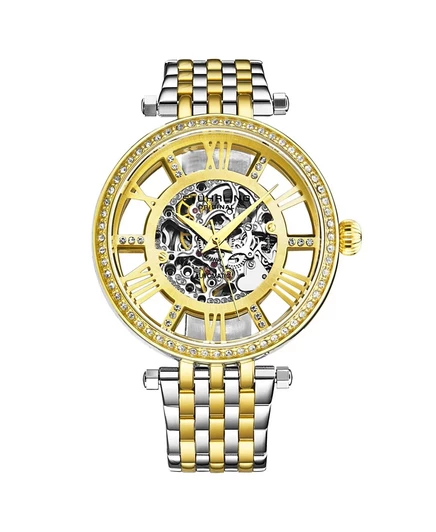 Женские часы-скелетон Stuhrling 3944 Delphi с автоподзаводом, 38 мм, Серебристый, безель из хрусталя, Римские цифры, Браслет из нержавеющей стали