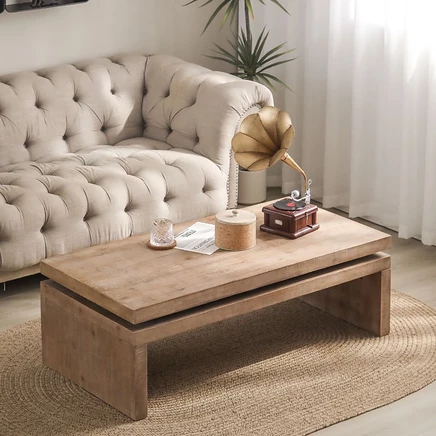 Универсальный 2-ярусный деревянный журнальный столик Streamdale Furniture (48"x24"x16")