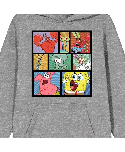 Мужская худи SpongeBob с блоком персонажей, серая