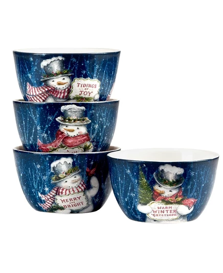 Миски Certified International Snowman, 4 шт., разноцветные