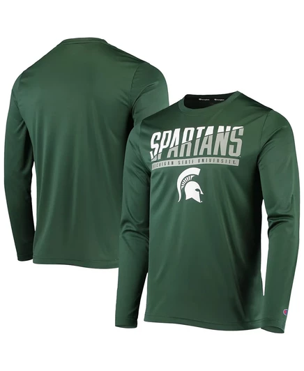 Мужская футболка с длинным рукавом Champion Green Michigan State Spartans Wordmark Slash green