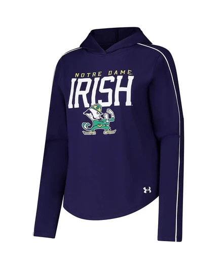 Женская футболка Under Armour Notre Dame Fighting Irish Gameday Knockout с капюшоном и длинными рукавами в стиле Нотр-Дам. navy