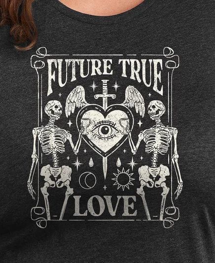 Гибридная одежда, Модная футболка большого размера Future True Love с графическим рисунком и круглым вырезом горловины grey