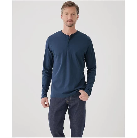 Мужская футболка Pact из органического хлопка Softspun с длинным рукавом Henley french navy