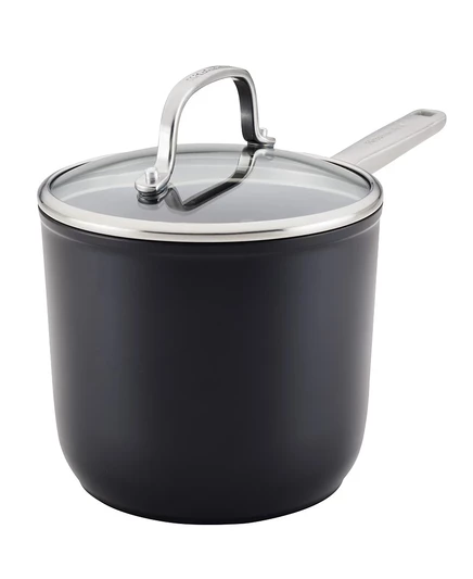 Ковш KitchenAid анодированный 2,8 л индукционный с крышкой, черный