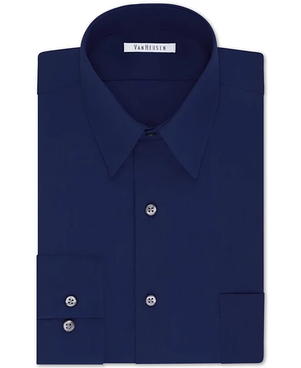 Мужская однотонная рубашка из поплина Van Heusen Big & Tall классического/обычного кроя без морщин