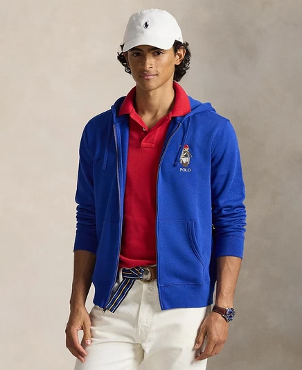 Мужское худи Polo Ralph Lauren Bear на молнии, синее