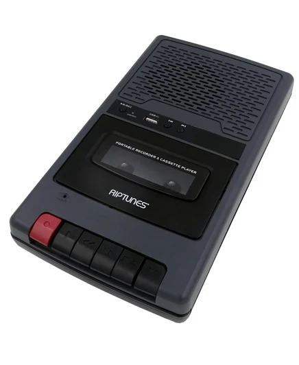 Кассетный плеер‑рекордер Riptunes с записью на USB, серый