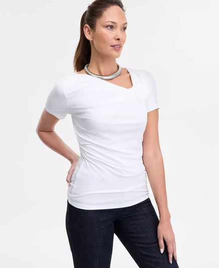  Женский топ с асимметричным вырезом, эксклюзивно от Macy's bright whi