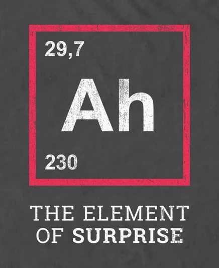 Дизайн от Humans Мужская футболка с коротким рукавом Ah The Element Of Surprise с забавной идеей подарка charcoal