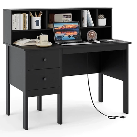 Письменный стол Costway 48″ с розетками, черный
