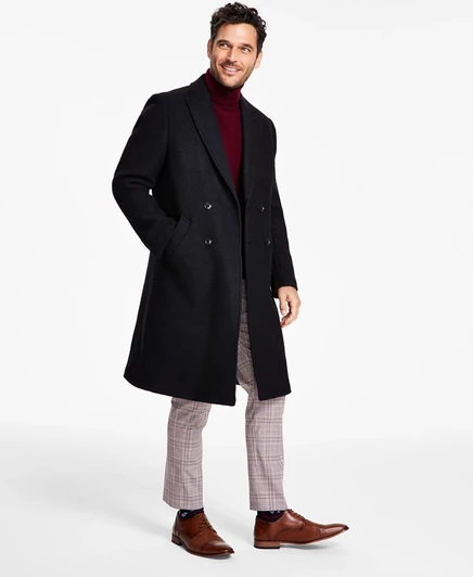 Мужское двубортное пальто Tommy Hilfiger Modern-Fit, черное