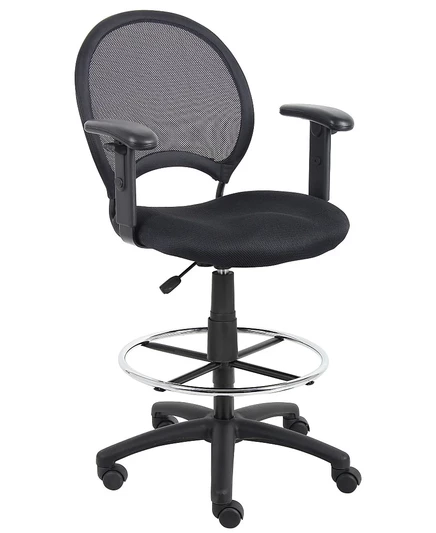 Сетчатый чертежный стул Boss Office Products с регулируемыми подлокотниками