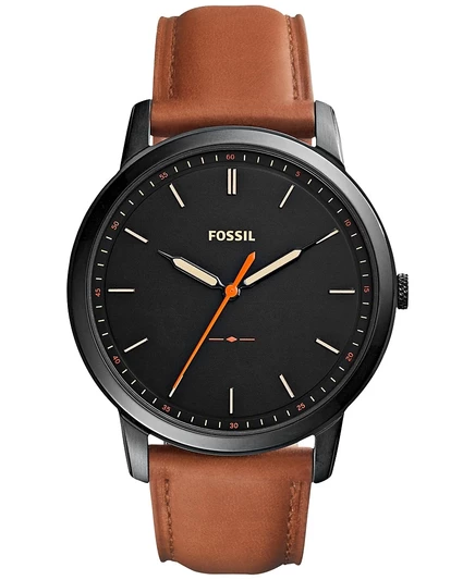 Мужские часы Fossil с минималистичным коричневым кожаным ремешком 44 мм FS5305