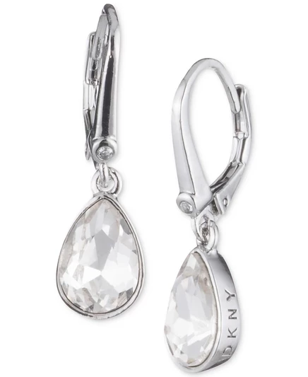 Серьги-капельки с логотипом DKNY Crystal Teardrop из серебра