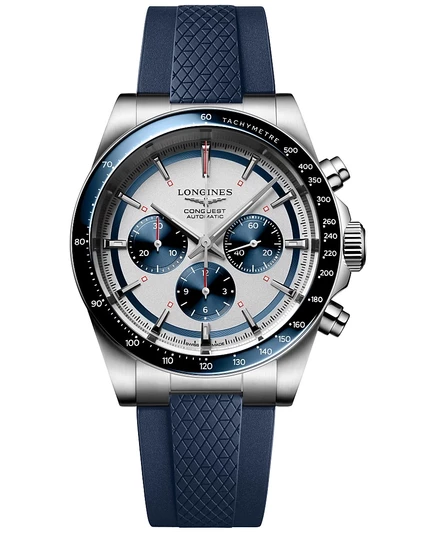 Мужские часы Longines Conquest хронограф 42 мм, синий