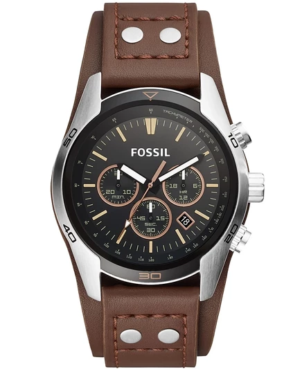 Мужские часы Fossil Coachman, кожа, серебристые