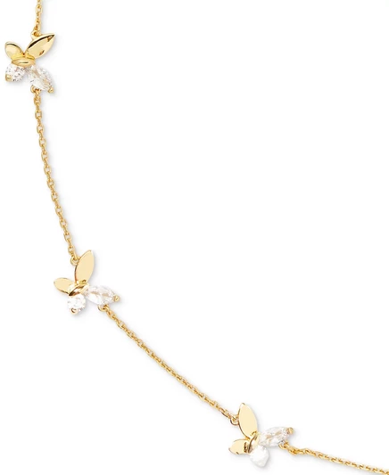 Колье Kate Spade New York с золотистыми кристаллами Social Butterfly Station, удлинитель 17 дюймов + 3 дюйма clear/gold