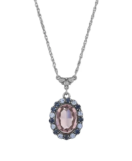 Женское колье 2028 с овальным кристаллом Swarovski, фиолетовое