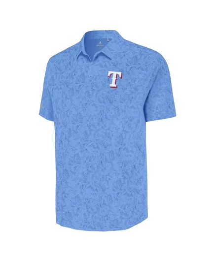 Мужская синяя рубашка с принтом Texas Rangers на пуговицах от Antigua powder blue