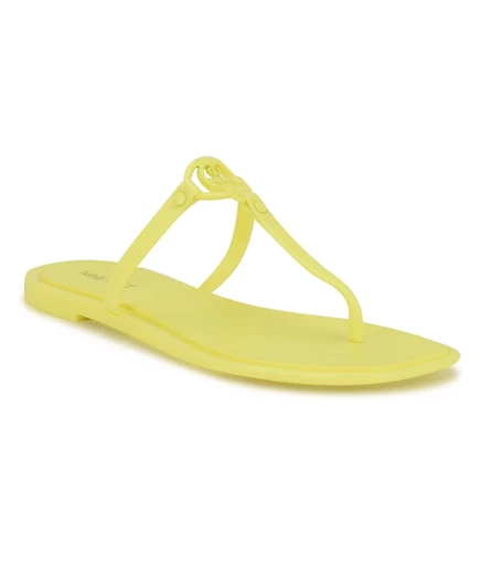 Женские босоножки на плоской подошве Nine West Dacota с Т-образным ремешком и квадратным носком, зеленые