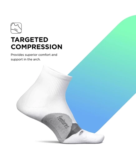 Мужские носки Feetures Elite Light Cushion Quarter Solid - спортивные носки с целенаправленной компрессией white