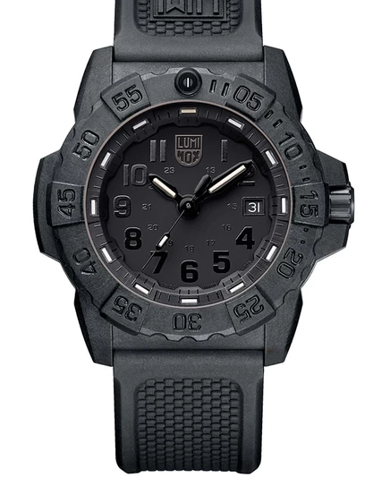 Мужские швейцарские часы Luminox Navy Seal Military Dive с черным каучуковым ремешком 45 мм белого цвета
