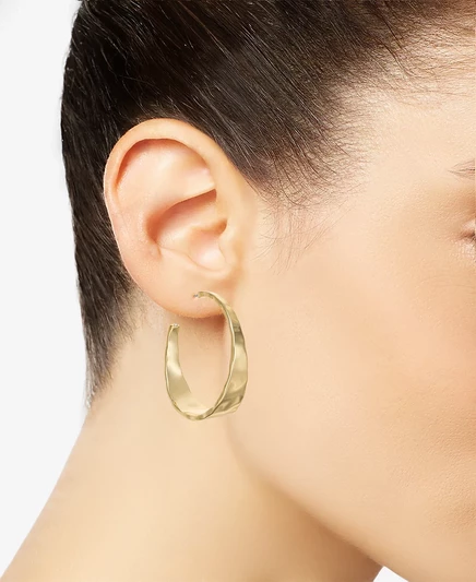 Серебряные серьги-кольца Style & Co с чеканкой длиной 1,5 дюйма, эксклюзивно в Macy's gold