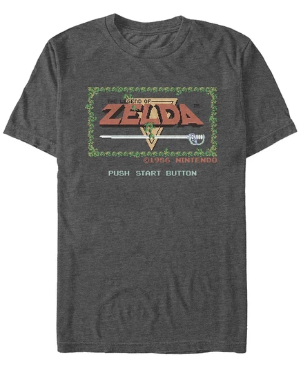 Мужская футболка Nintendo Legend of Zelda с коротким рукавом и кнопкой запуска, серая