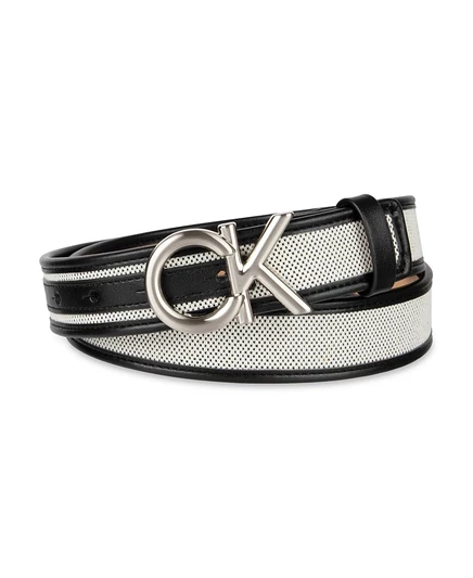 Женский плетеный кожаный ремень Calvin Klein с инкрустацией и монограммой Puff CK, черный