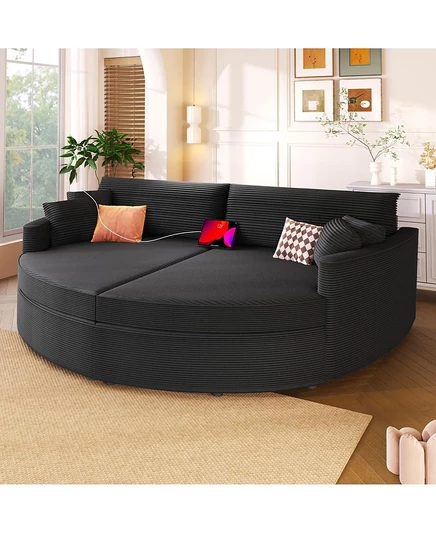 Streamdale Furniture Большой двуспальный диван-шезлонг 102.3" Диван-кровать с USB-портами, Бежевый