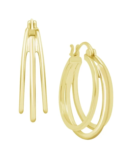 Серьги-колца Essentials Triple Point Oval с клипсой, золотые