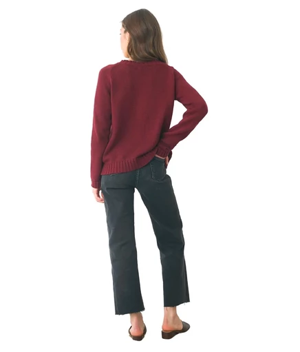 Paneros Clothing Женский хлопковый пуловер с круглым вырезом Sloane бордового цвета burgundy