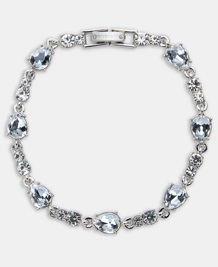 Браслет Givenchy Silver Tone Crystal Drama с открытым гибким браслетом из серебра