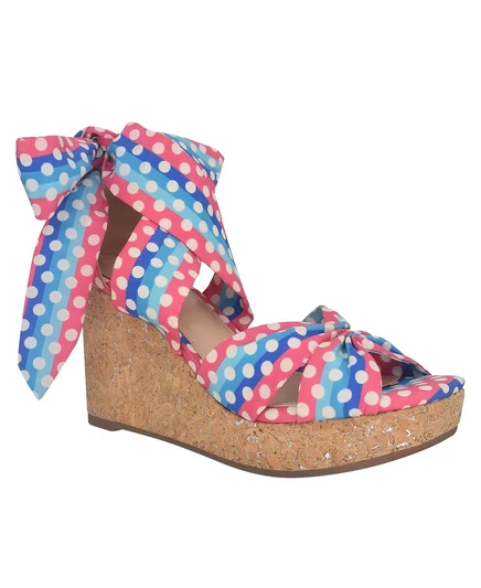  Женские босоножки Orabelle на танкетке и платформе с запахом на щиколотке pink, blue multi