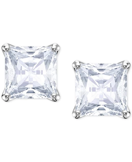 Квадратные серьги-гвоздики с кристаллами Swarovski белого цвета