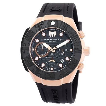 Мужские часы TechnoMarine TM-523011 Reef с кварцевым хронографом и черным циферблатом, черные
