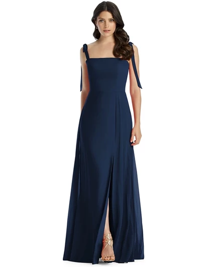 Женское макси-платье Dessy Collection Tie-Shoulder плюс-сайз, синее