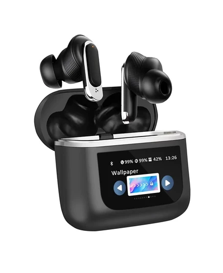 Цифровые наушники Alpha- Bluetooth 5,3 Вт / ЖК-экран- TWS / Шумоподавление- Время воспроизведения 32 часа черный