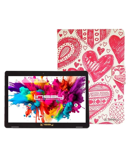 Планшет LINSAY 10.1″ Octa Core 128 ГБ с чехлом, розовый
